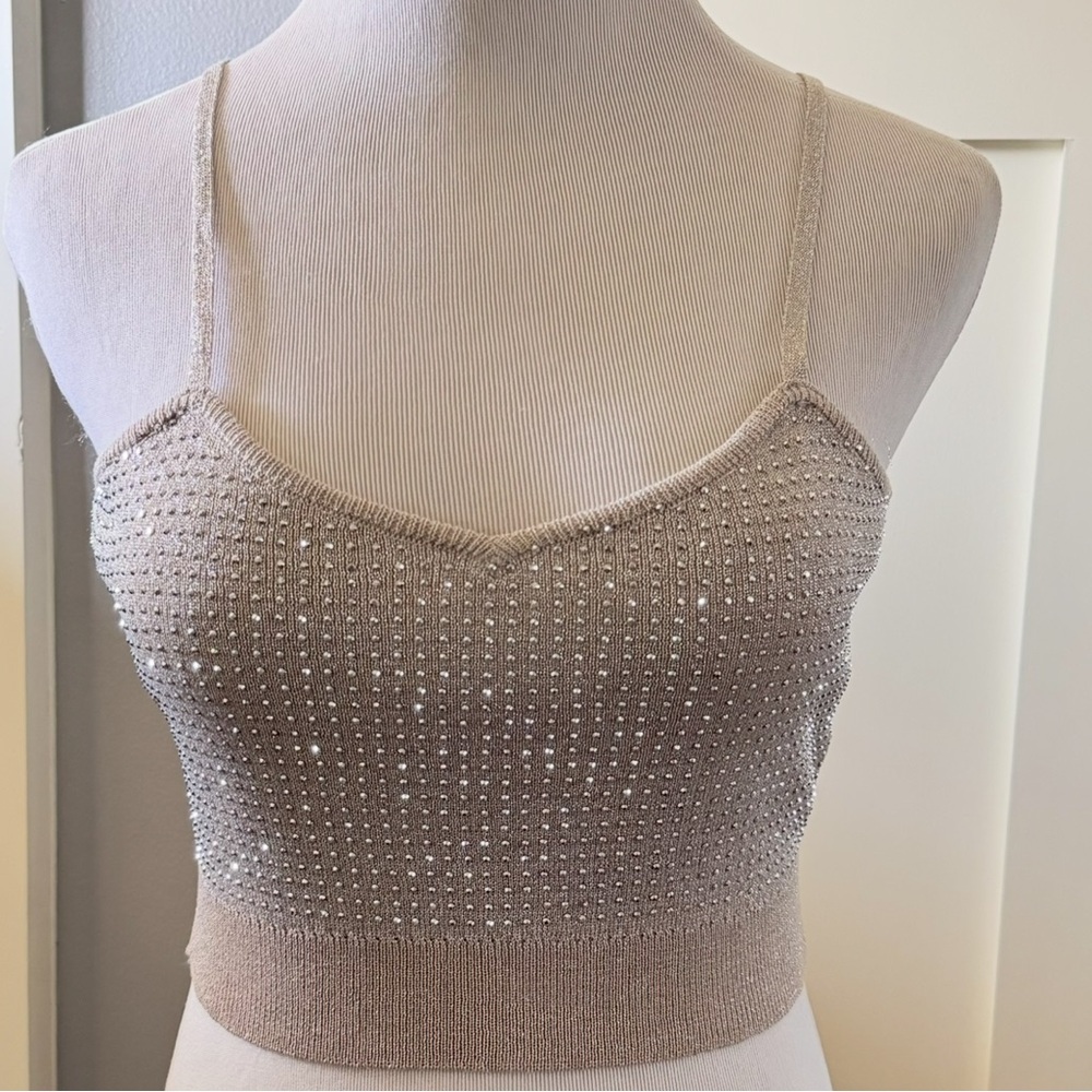 Rhinestone Tank Top Sparkly Crop Top size large